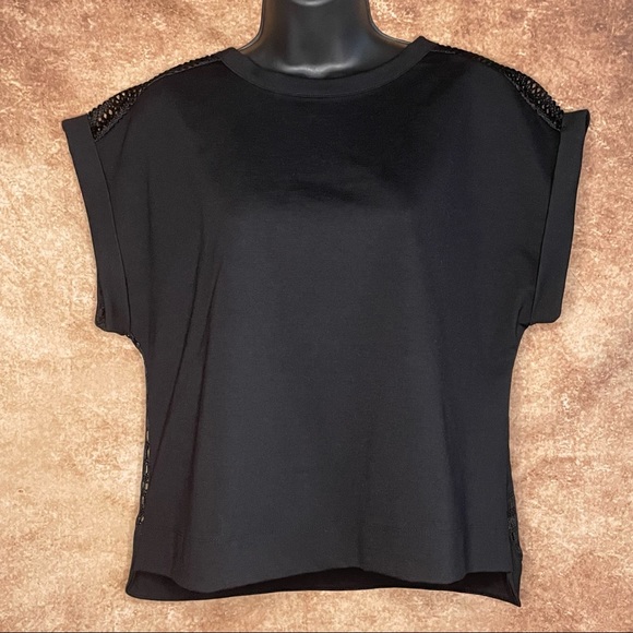 Banana Republic Tops - Banana Republic Black Crop Top Knit Open Back